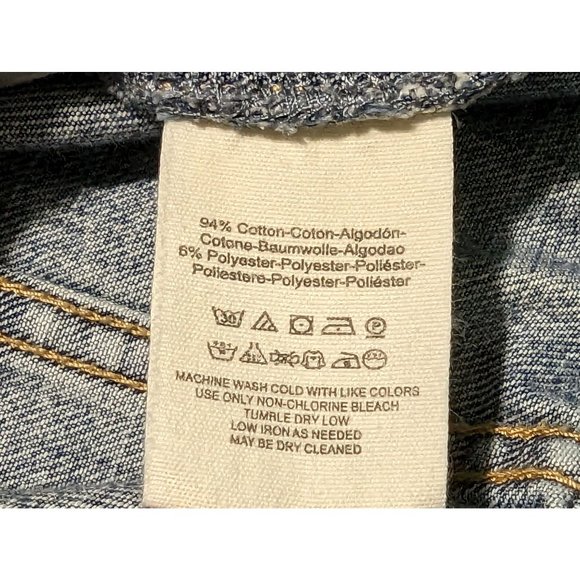 Free People long sleeve denim Distressed  jacket size M - Picture 6 of 7